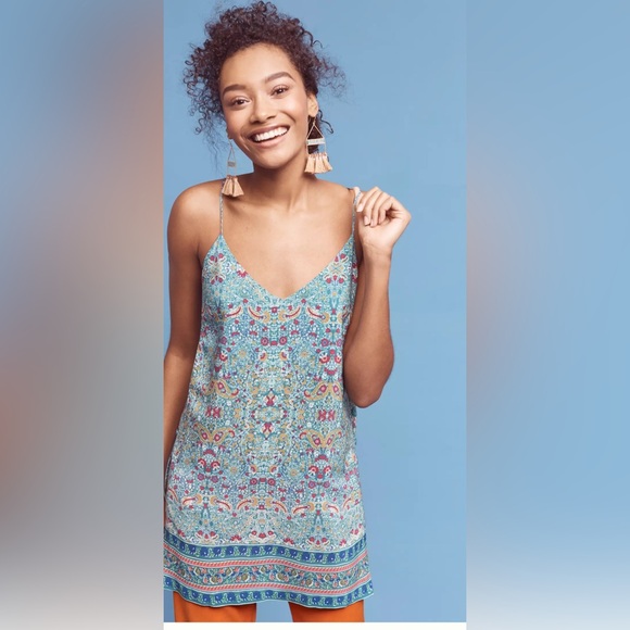 Anthropologie Maeve Merit Tunic‎ size 6 strappy silk boho - Picture 4 of 10